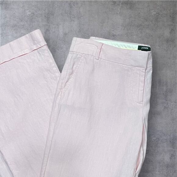 Woman’s Vintage J Crew Linen Pink Cuffed Wide Straight Leg Pants Size 8 Low Fit - Picture 1 of 6